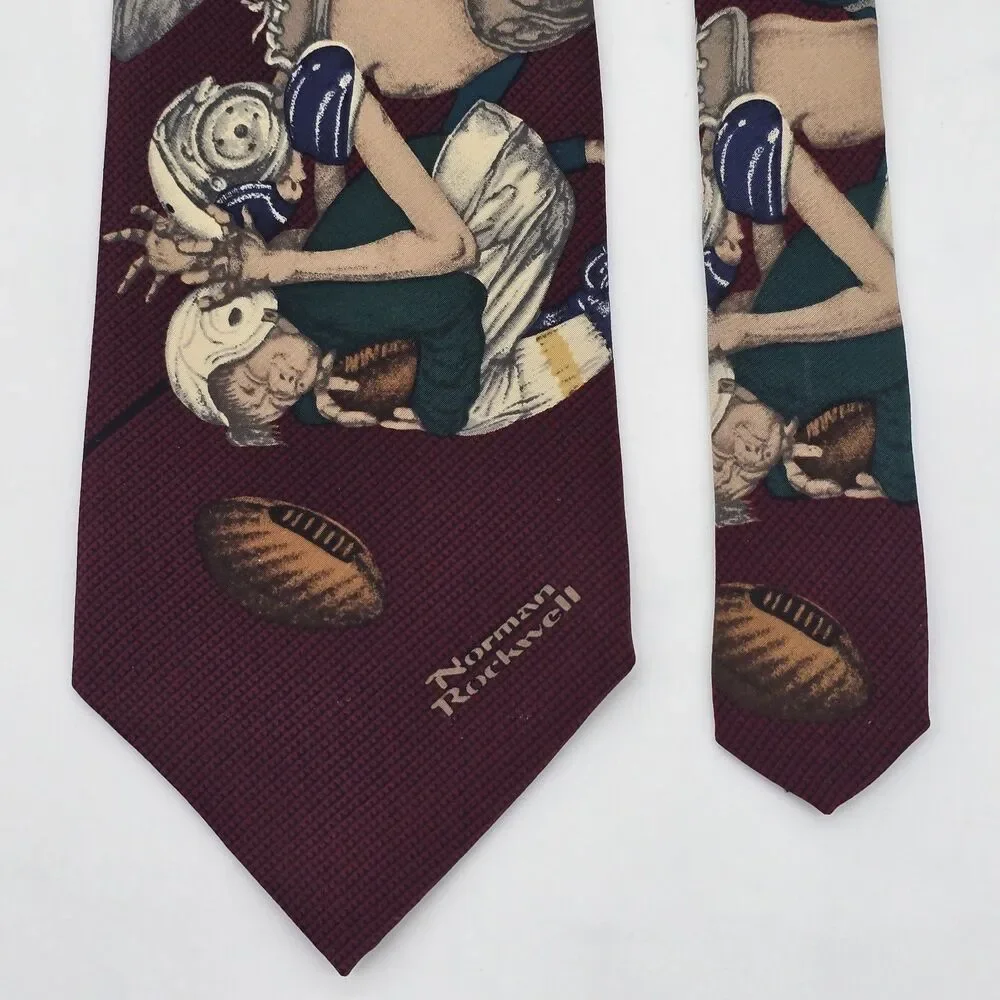 Vintage 1996 Brown & Bigelow Tie Necktie Norman Rockwell Football All Silk